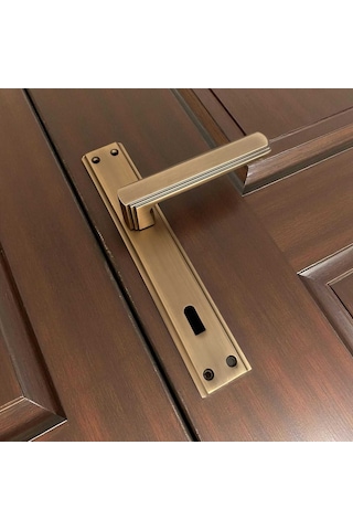 İbiza Mat Antik Sarı Full Zamak Elegant Aynalı Oda Kapı Kolu 1 Takım