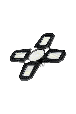 Dianziye E27 100w Endüstriyel Led Lamba, Katlanabilir Dört Bladeslı, Su Geçirmez, 6000k Soğuk Beyaz, Garaj Ve Atölye Aydınlatması