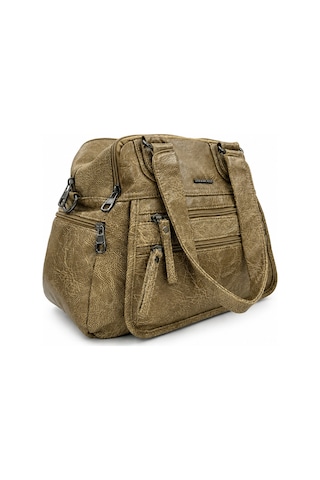 Sanmorris Kadın Suni Deri Geniş Hacimli Omuz Ve Çapraz Çanta Sı-11 Beige