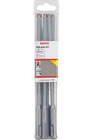 Bosch SDS Plus-5X Serisi Kırıcı Delici Matkap Ucu 6x210 mm 10'lu Paket - 2608833893