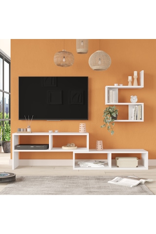 Robin Home Nexus Tv Ünitesi Tv Sehpası Raflı Beyaz