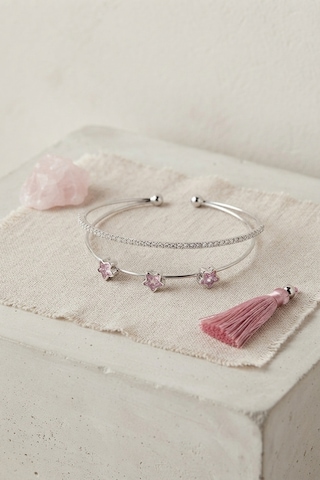 Pembe Yıldız Model Gold Renk Zirkon Taşlı Pirinç Bileklik Çok Renkli