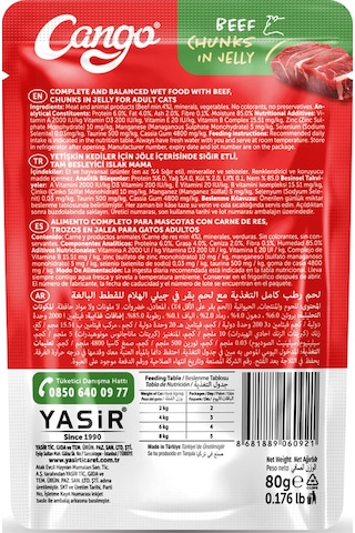 Cango Yaş Yetişkin Kedi Maması Etli Biftekli 80 Gr