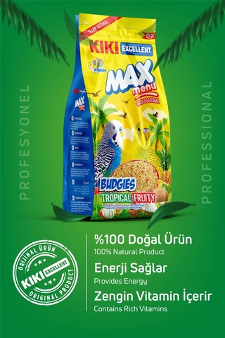 Kiki Excellent Kuş Max Menu Budgies Tropical Fruity Muhabbet Kuşu Yemi 1 KG