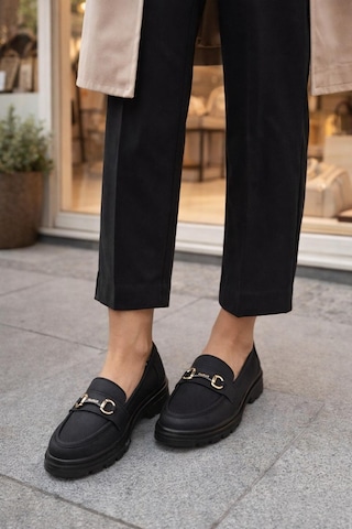 Kadın Nude Tokalı Loafer Ayakkabı Siyah