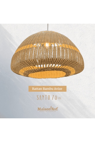 Santo Rattan Bambu Sarkıt Avize 70 Cm Bambu