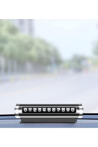 Livx Alüminyum Kasa Çevirmeli Araç İçi Park Telefon Numaratör Park Numarası Parkmatik Araç Torpido Üstü Parktel Telefon Yazısı Siyah Onbnl