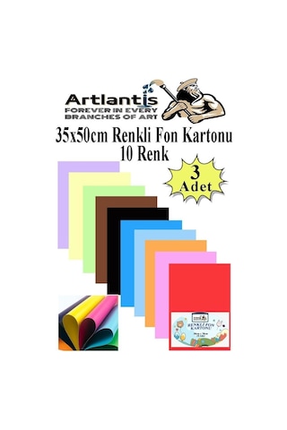 Artlantis Fon Kartonu 10 Lu 35x50 Cm 3 Paket 10 Renk Fon Kartonu 35 50 Okul Sınıf Kreş Anasınıfı Genel