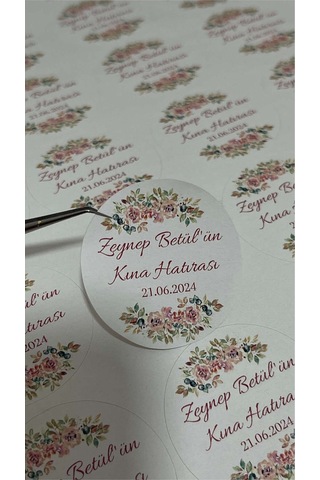 Kına Hatırası Yuvarlak Etiket 4 x 4 CM 108 Adet