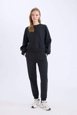 Defacto Regular Fit 2li Takım Kalın Bisiklet Yaka Sweatshirt Esnek Belli Jogger Eşofman Altı D8022axnsar191 Antrasit