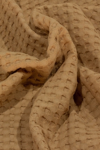 Vionel Home Pamuklu Waffle Desen Ponponlu Çift Kişilik Pike Kahverengi