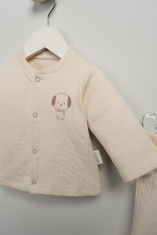 Bebitof %100 Pamuk Sevimli Köpekcikler Desenli 10 Parça Kutulu Yenidoğan Hastane Çıkışı Zıbın Seti Bbtf.bj.10116 Bej