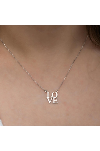 Love Yazılı 925 Gümüş Kolye