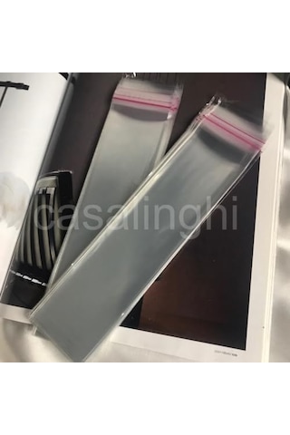 Şeffaf Jelatin Poşet 5x20 Cm Kapak Payı Dahil Ölçü Kendinden Yapışkanlı Bantlı Opp Torba Paketleme - 50 Adet