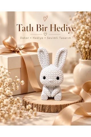 Örgü Dokulu Tavşan Biblo Dekoratif Figür