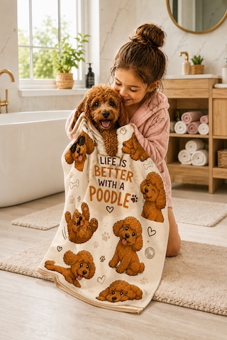 Kedi & Köpek Kurulama Havluları Poodle Joy Hızlı Kuruyan 50x100cm