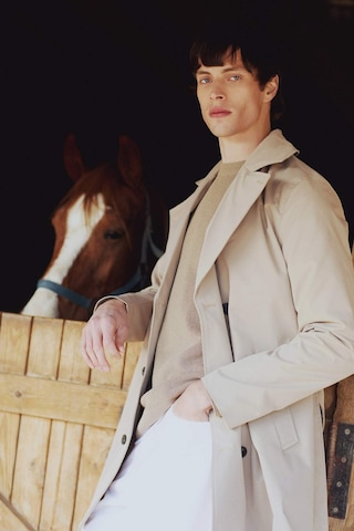 DeFacto Slim Fit Dar Kesim Düğmeli Kemerli Trençkot D5528AX25SPBG193 Bej