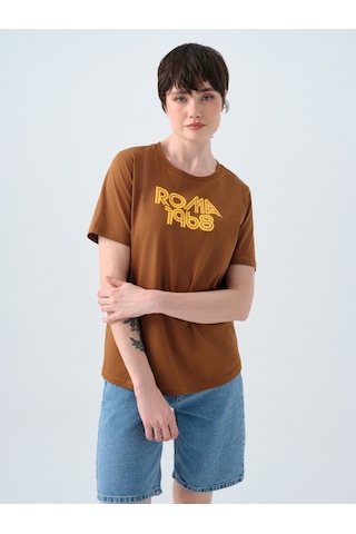 Regular Fit Kadın Tshirt K.kol Kahverengi