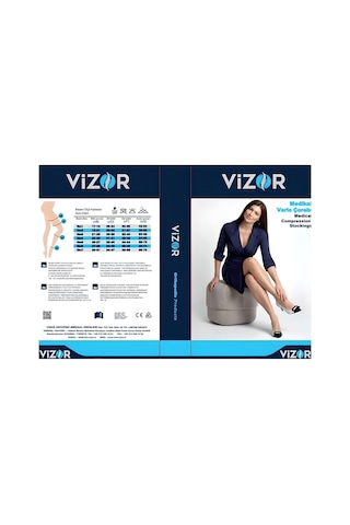 Vizor Comfort Seri Orta Basınçlı 23 - 32 Mmhg Külotlu Çorabı Siyah Burnu Açık
