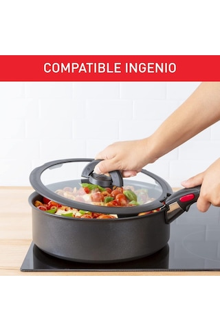 Tefal Ingenio L9846302 Cam Kapak, 20 Cm, Yer Tasarruflu Saklama, Katlanır Sap, Hızlı Pişirme, Ingenio Uyumlu, Bulaş Genel