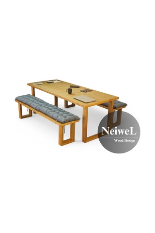 Neiwel Diar Doğal Ahşap Banklı Toplantı Masasıı x 100 x 320 Açık Ceviz
