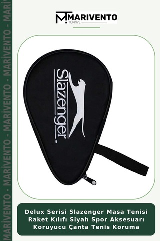 Delux Serisi Slazenger Masa Tenisi Raket Kılıfı Siyah Spor Aksesuarı Koruyucu Çanta Tenis Koruma