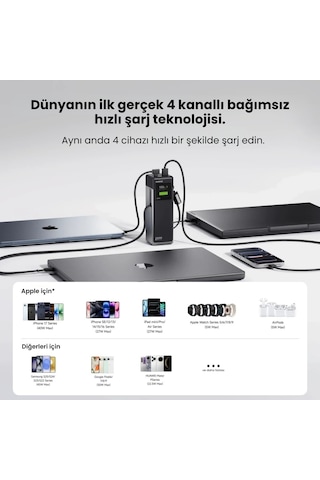 Sharge Hypertower 170w 25000 Mah Dahili Kablolu Akıllı Ekranlı Powerbank Taşınabilir Hızlı Şarj Cihazı Gri