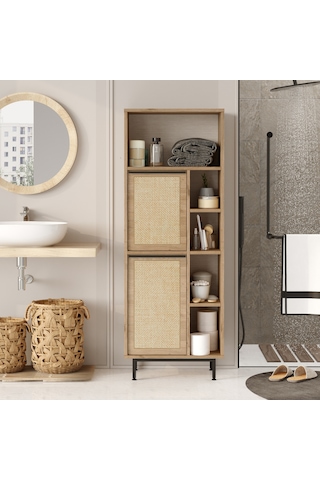 Lidya Banyo Dolabı Çok Amaçlı Dolap 2 Kapaklı Metal Ayak On10c-s Kahverengi