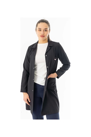 Spor Yaka Uzun Kol Kadın Personel Önlüğü Alpaka Kumaş Siyah Rnk102 Siyah