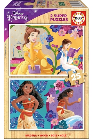 Educa 2x25 Parça Disney Prensesleri Kız Çocuk Ahşap Puzzle 3-5 Yaş 1 Adet