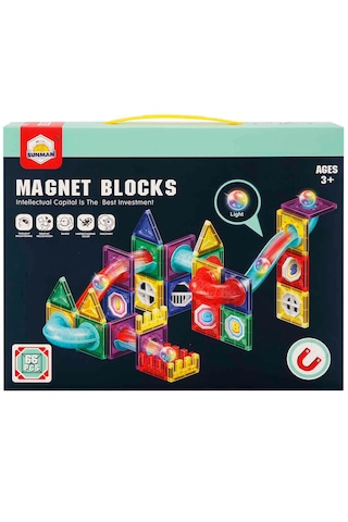 Oyuncak Işıklı Manyetik Bloklar 66 Parça Yapı Seti