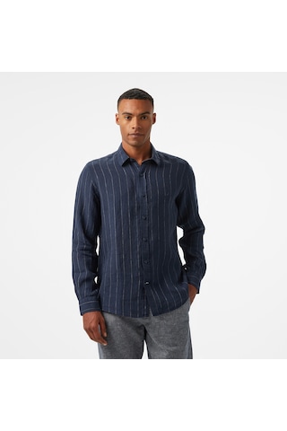 Nautica Erkek Lacivert Classic Fit Çizgili Gömlek Çizgili W55446t Lacivert