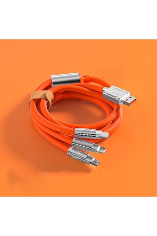 Turuncu 100/120w 3 In 1 Şarj Kablosu 120cm Mikro Usb/tip-c Çoklu Usb Cep Telefonu Şarj Kabloları Xiaomi Huawei Samsung İçin Turuncu