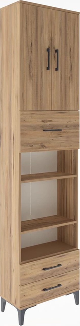 Arges Dolap 5 Raflı 3 Çekmeceli 2 Kapaklı 60x30x243 Çam-çam Çam