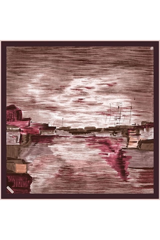 Poanes Günbatımı Desenli Twill İpek Eşarp Açık Pembe - Pembe Poanes Günbatımı Desenli Twill İpek Eşarp Açık Pembe - Pembe