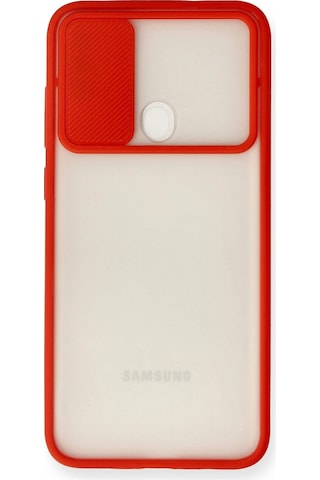 Newface - 312 - Samsung Galaxy Uyumlu A11 Kılıf Palm Buzlu Kamera Sürgülü Silikon - Ece-umay - - Kırmızı