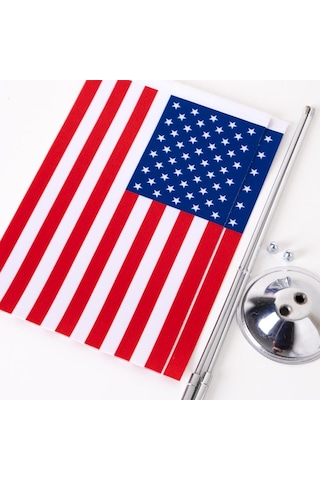 Amerika 2li Masa Bayrağı Saten Kumaş Dijital Baskı 15x22,5 cm