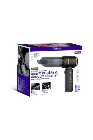Auhma Ahv-02 Kablosuz Araç İçi Süpürge Siyah 17000pa Güçlü Vakum Fırçasız Motor Üfleme & Vakum Siyah