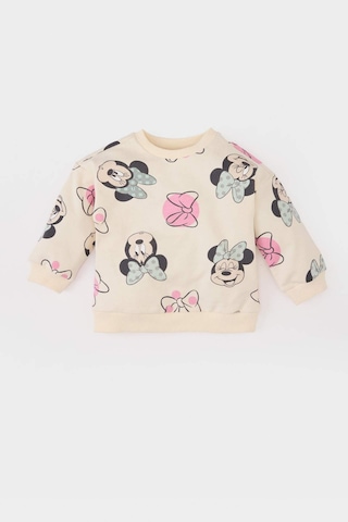 DeFacto Kız Bebek Disney Mickey & Minnie Bisiklet Yaka Sweatshirt E4857A525SPER134 Ekru