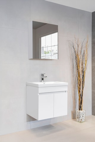Star Banyo Dolabı Seti 60 Cm Parlak Beyaz Aynalı Lavabolu Mdf Parlak Beyaz