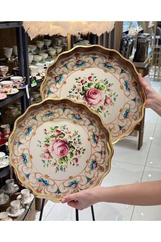 2li Zenva Rose Lüks Tepsi-5137 Çok Renkli