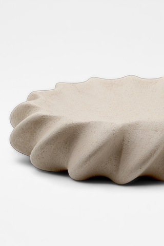 Fjora Bej Dokulu Bohem Seramik Obje Tabak 23x7 Cm