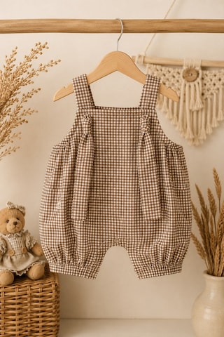 Mnk Baby & Kids Bebek Pötikare Desenli %100 Pamuk Tulum M00848 Kahverengi