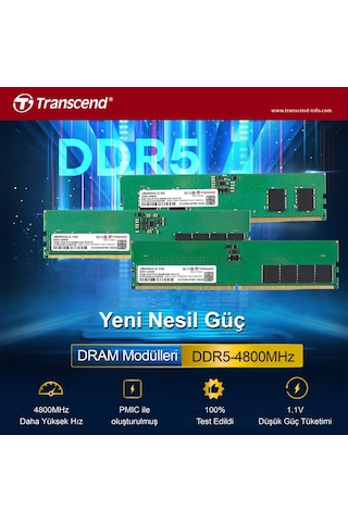 Transcend JM4800ALE-32G 32 GB DDR5 4800 MHz CL40 1.1V Masaüstü Ram