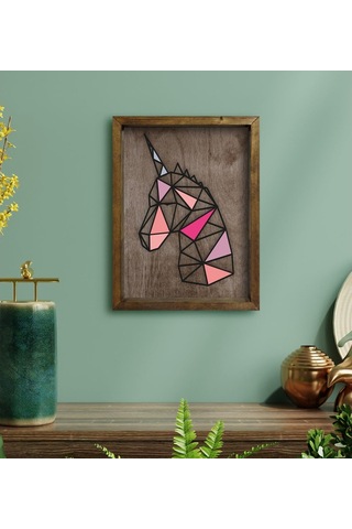 Bk Home Unicorn Tasarımlı Doğal Masif Ahşap Çerçeveli Tablo 45X65 (496633059)