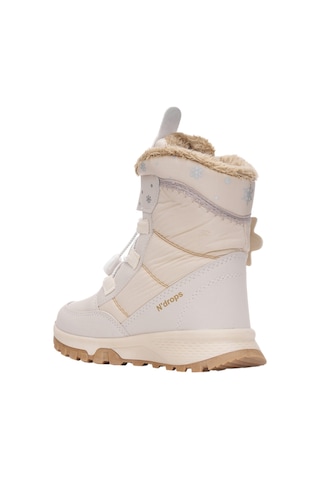 Nstil Cırtlı Lastik Bağcıklı Kürklü Kar Desenli Kalın Tırtıklı Taban Kız Çocuk Kar Botu Bootie 014 - Bej