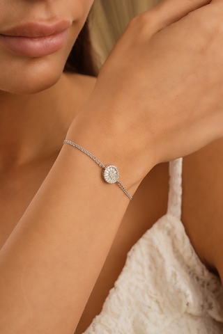 Sefa Gold 14 Ayar Beyaz Altın Baget Taşlı Bileklik Sarı - Beyaz Altın