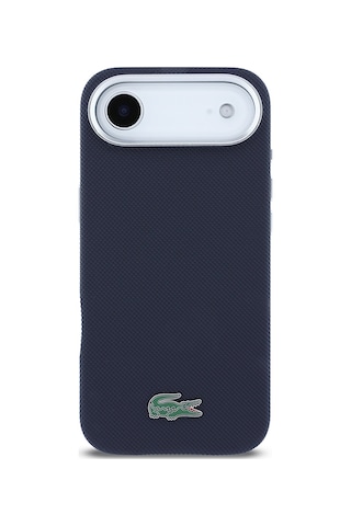 Apple iPhone 17 Air Kılıf Lacoste Lisanslı M-safe Uyumlu Pvc Pike Desenli İkonik Timsah Logolu Lacivert