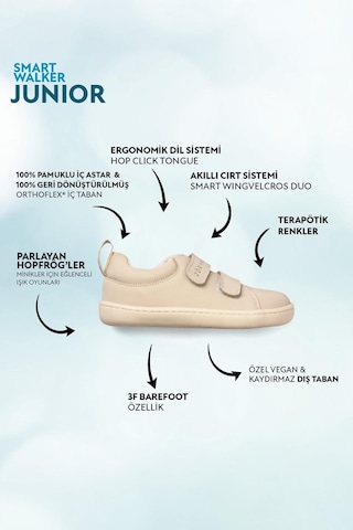 Hopfrög Kids Smart Walker Junior Barefoot Çocuk Ayakkabı - Süper Mat Bej