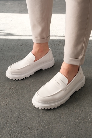 Roof Atelier Erkek Beyaz Kalın Taban Loafer Ayakkabı - 2417 - Fbt Beyaz